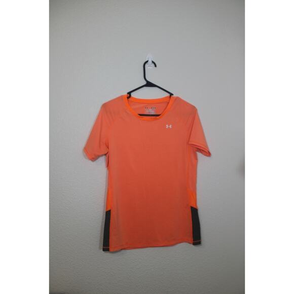 UNDER ARMOUR Women’s Medium Polyester T-Shirt, Orange heatgear Tee - Picture 5 of 9